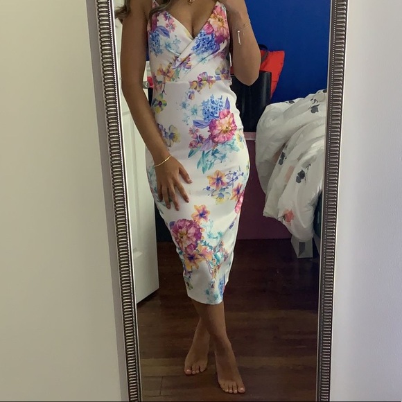 Evening dress white with floral - Picture 1 of 1